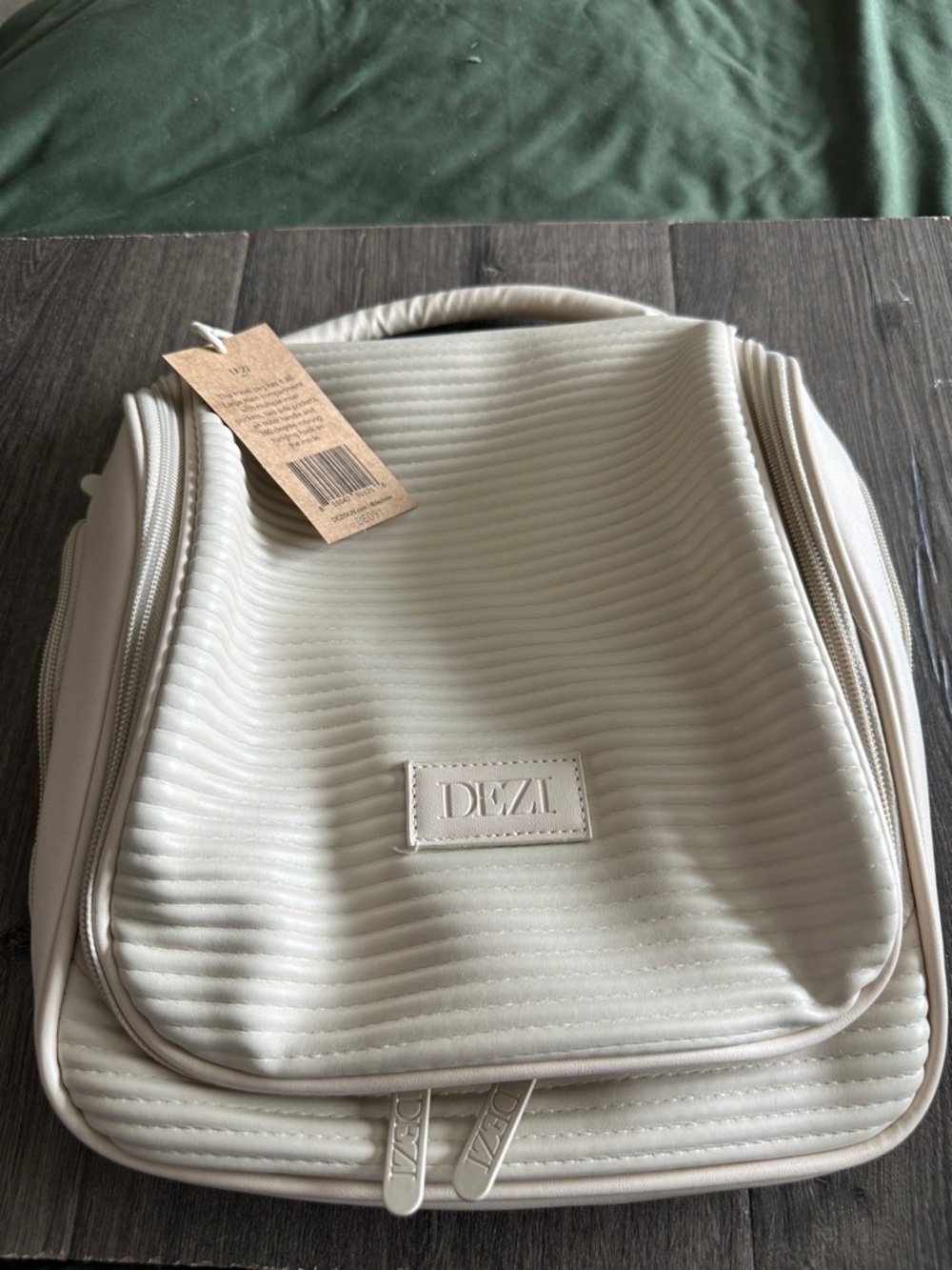 DEZI Ivory Quilted Women's Travel Makeup Bag